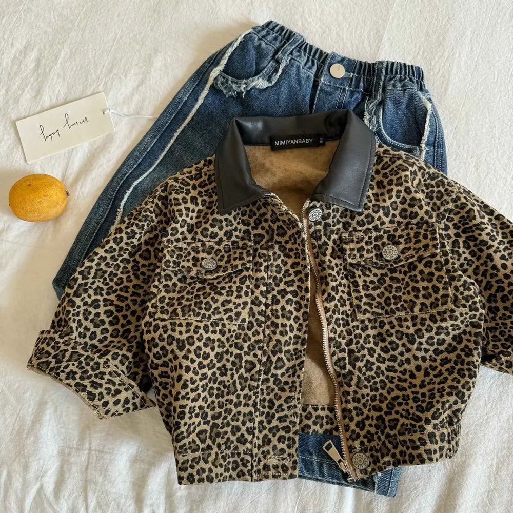 NAROO Leopard Barnjacka – Leopardmönstrad Jacka Unisex Bomull (0–8 år)