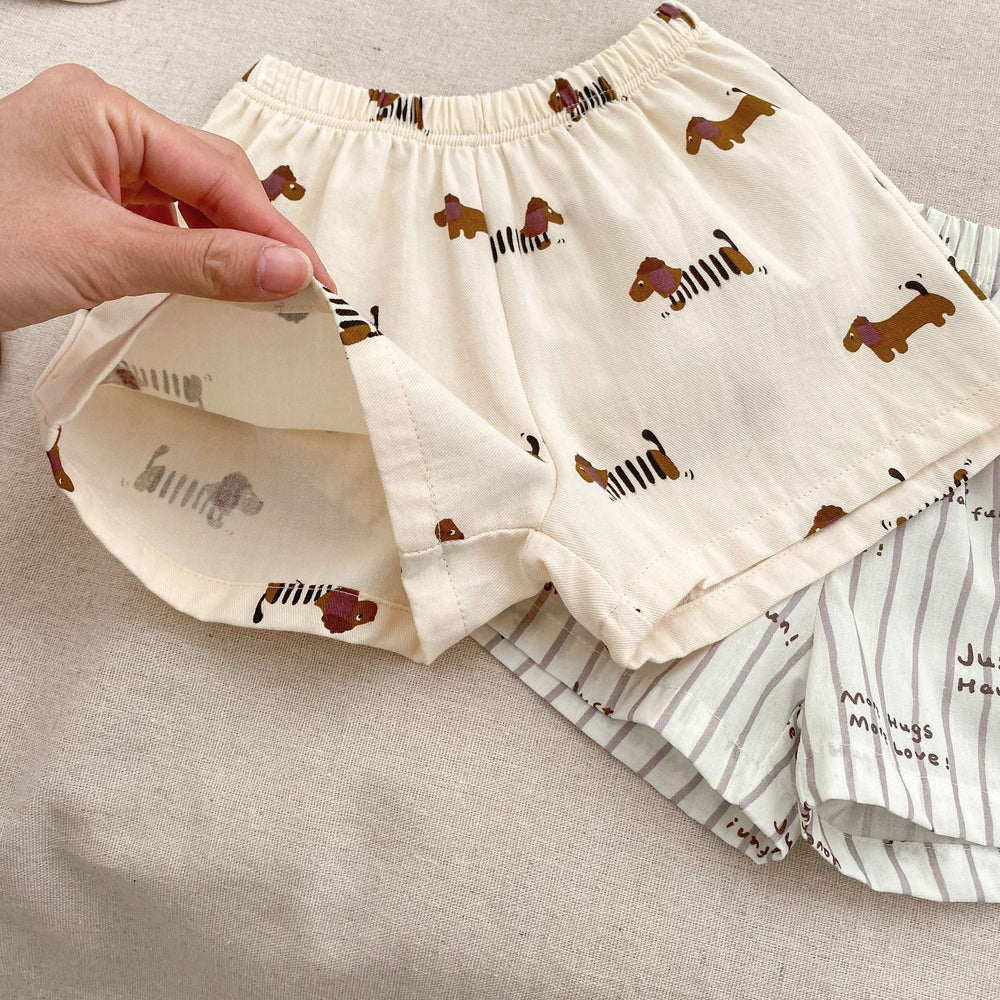 Mini Moments Sommarset Baby – Tröja och shorts i bomull med tryck | Maison Minou | Tax eller text | Storlek 0–4 år