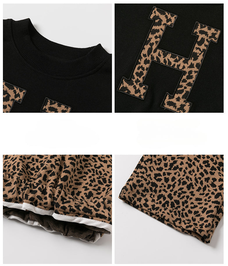Set med tröja och byxor med leopardmönster – H Flickor, Bomull, Storlek 1–7 år