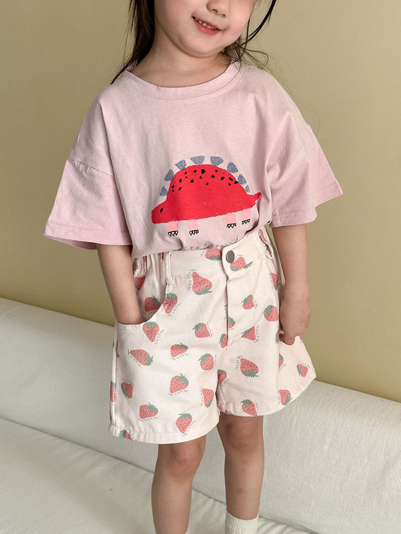 T-shirt med Dinosaurieprint – Baby, Småbarn, Förskolebarn, Grön/Grå/Beige/Rosa, Bomull, Storlek 0–8 år