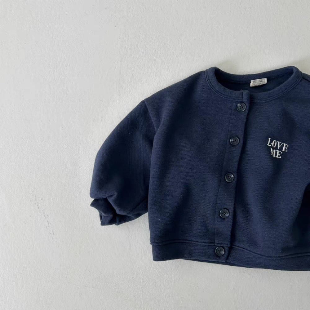 Väst med Love Me broderi – Tender Flickor, Blå/Beige, Bomull, Storlek 0–6 år