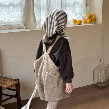 Hängselbyxor – Cozy Cubs Flickor, Beige/Brun, Bomull, Storlek 0–6 år