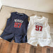 Sommarklädset T-shirt + Shorts – Team97 Unisex, Grå/Vit, Bomull, Storlek 0–8 år