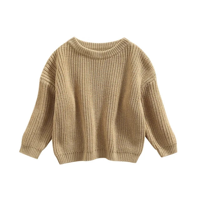 Stickad Tröja – Amba Unisex, Vit/Svart/Blå/Rosa/Grön/Grå/Brun, Bomull, Storlek 0–6 år