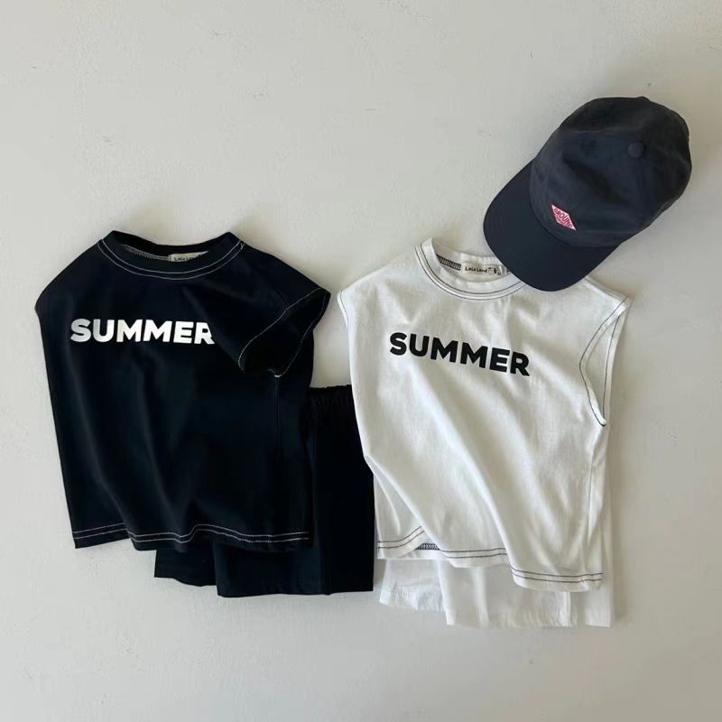 Summer Vibes Småbarnsset – Mjuk Sommaroutfit i Bomull | Unisex | Svart & Vitt | Storlek 0–3 år | Little Nomad