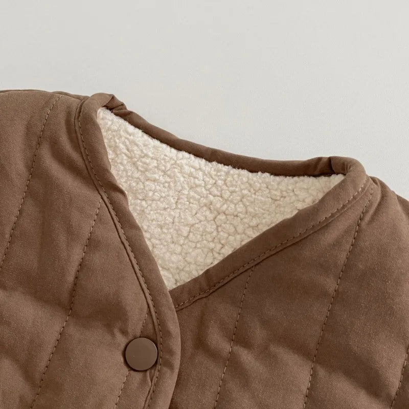 Väst med Ull – Gaborone Unisex, Rosa/Brun/Beige, Bomull, Storlek 0–6 år