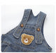 Hängselbyxa med Björn – TeddyDenim Jeansoverall Unisex, Blå, Bomull, Denim, Storlek 0–5 år