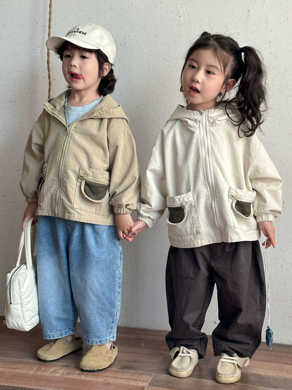 Jacka med huva – AdventurePals Unisex, Beige/Brun, Bomull, Storlek 0–8 år