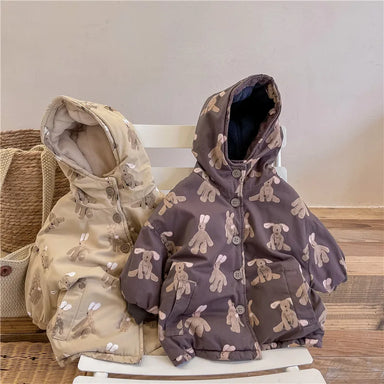 Jacka med Huva – Knuffel Unisex, Brun/Beige, Polyester, Storlek 0–6 år