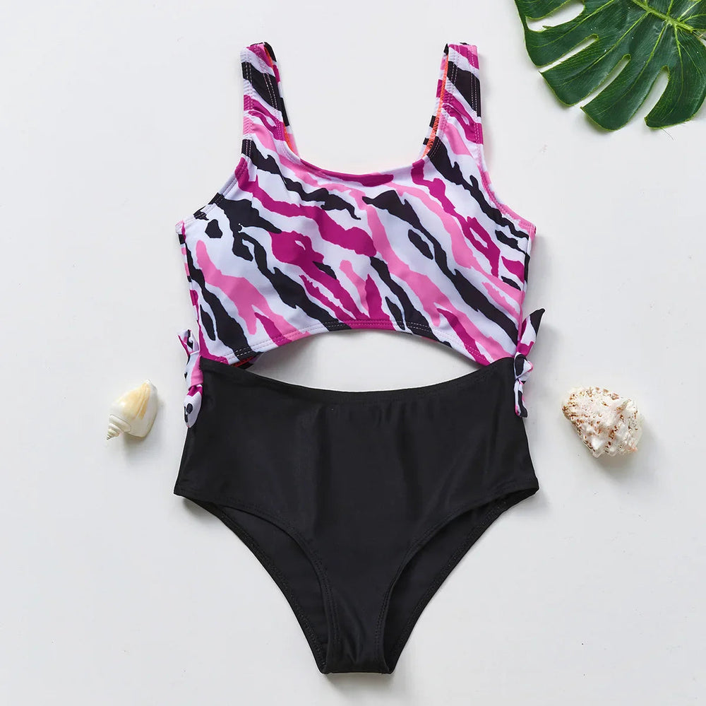 Flickor Tankini Baddräkt Sjöjungfruprint – Sommarstrandkläder | 3-12 år
