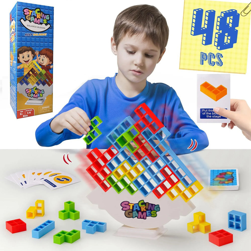 Montessori Balans Tetris Torn – Pedagogiskt Balansspel, BPA-Fritt, 3+ År
