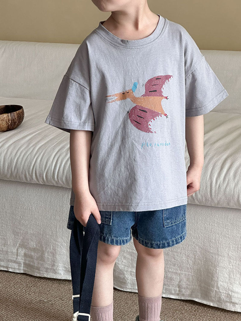 T-shirt med Dinosaurieprint – Baby, Småbarn, Förskolebarn, Grön/Grå/Beige/Rosa, Bomull, Storlek 0–8 år