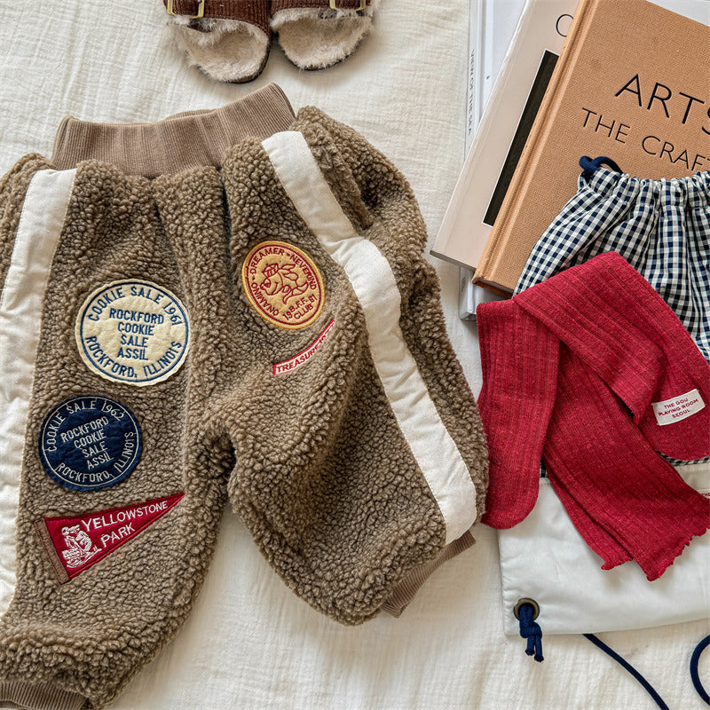 Teddy Joggingbyxa – SnugTrail Unisex, Brun/Grå, Bomull, Storlek 0–6 år