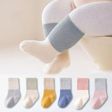 Halkfria babysockor (glider inte ner) – CozyToes Unisex, 6-pack, Flerfärgade, 0–1 år