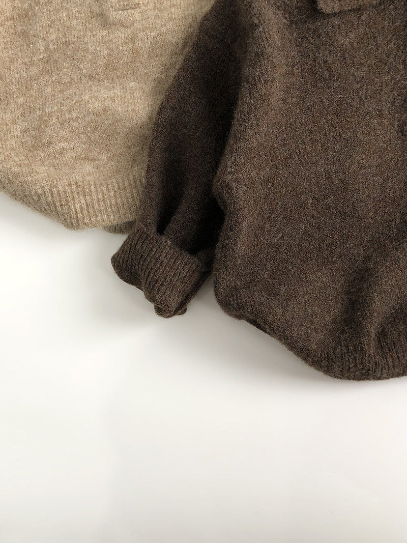 Pikétröja – Moga Unisex, Beige/Brun, Bomull, Ull, Storlek 1–7 år