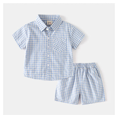 Noan Set Barn – Sommaroutfit 1–6 år – T-shirt & Shorts – Unisex – Mjuk bomull – Bekväm & trendig – Blå