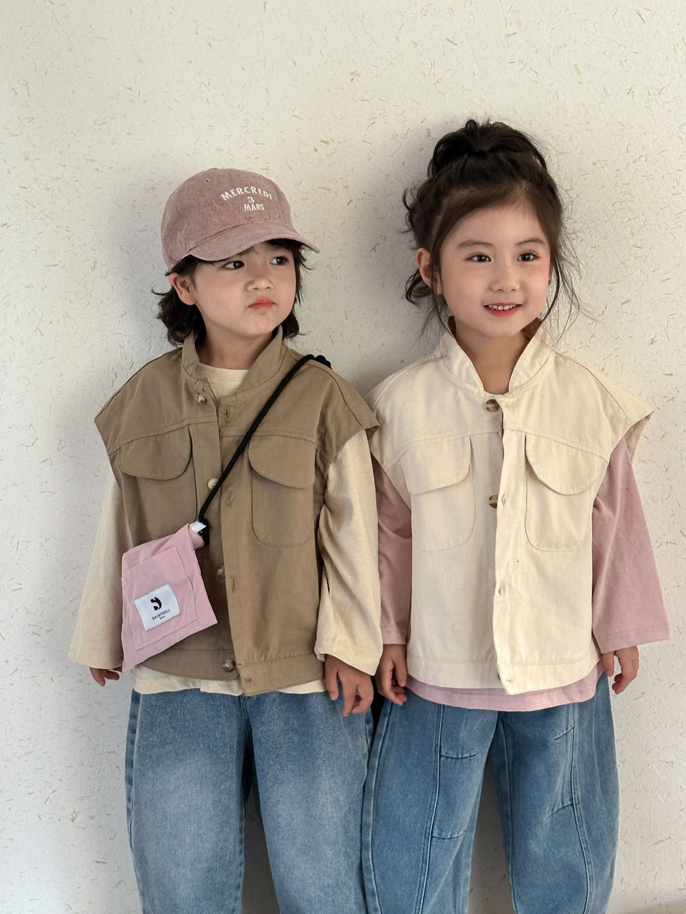 Väst med knäppning – Explorer Unisex, Beige/Brun, Bomull, 0–8 år