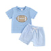 Touchdown Sommerset för Pojkar | T-shirt med Rugbyboll & Ljusblå Shorts | Bomull & Polyester | 6 mån–4 år | Sportig Babyoutfit