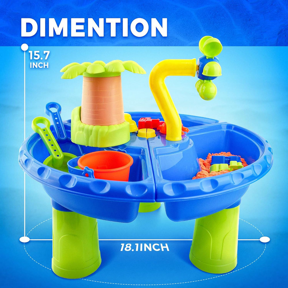 AquaPlayland 3-i-1 Sand- och Vattensbord för Barn | Lekbord med Tillbehör (2–6 År)
