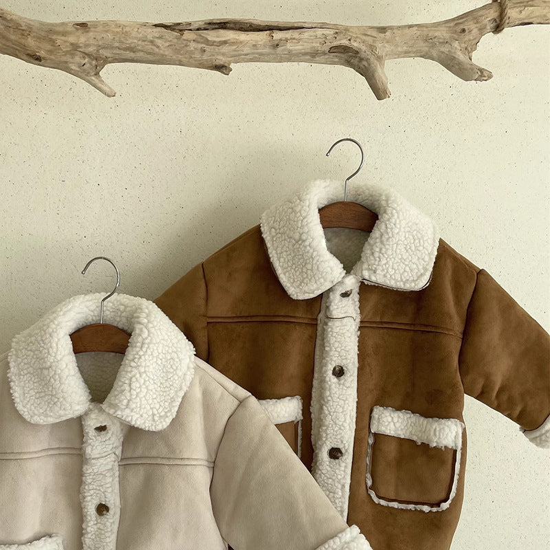 Teddy Sherpa Jacka – Unisex, Brun/Vit, Mocka, Storlek 0–6 år