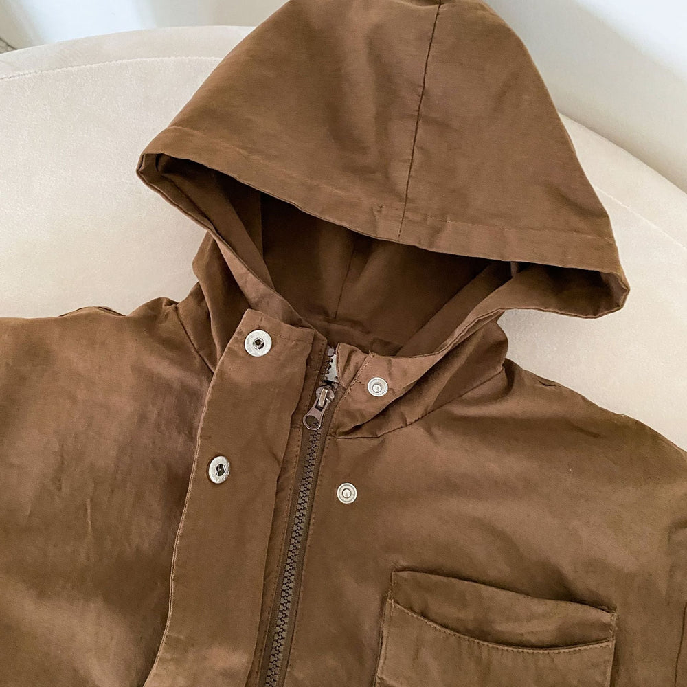 Vindjacka Parkas – CozyShield Unisex, Beige/Brun, Bomull, Storlek 0–8 år