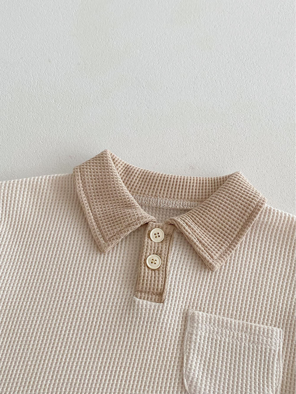 Luca Polo Babyset – Somrig Ribbad Outfit med Polokrage – Unisex | Storlek 0–3 år | Maison Minimi