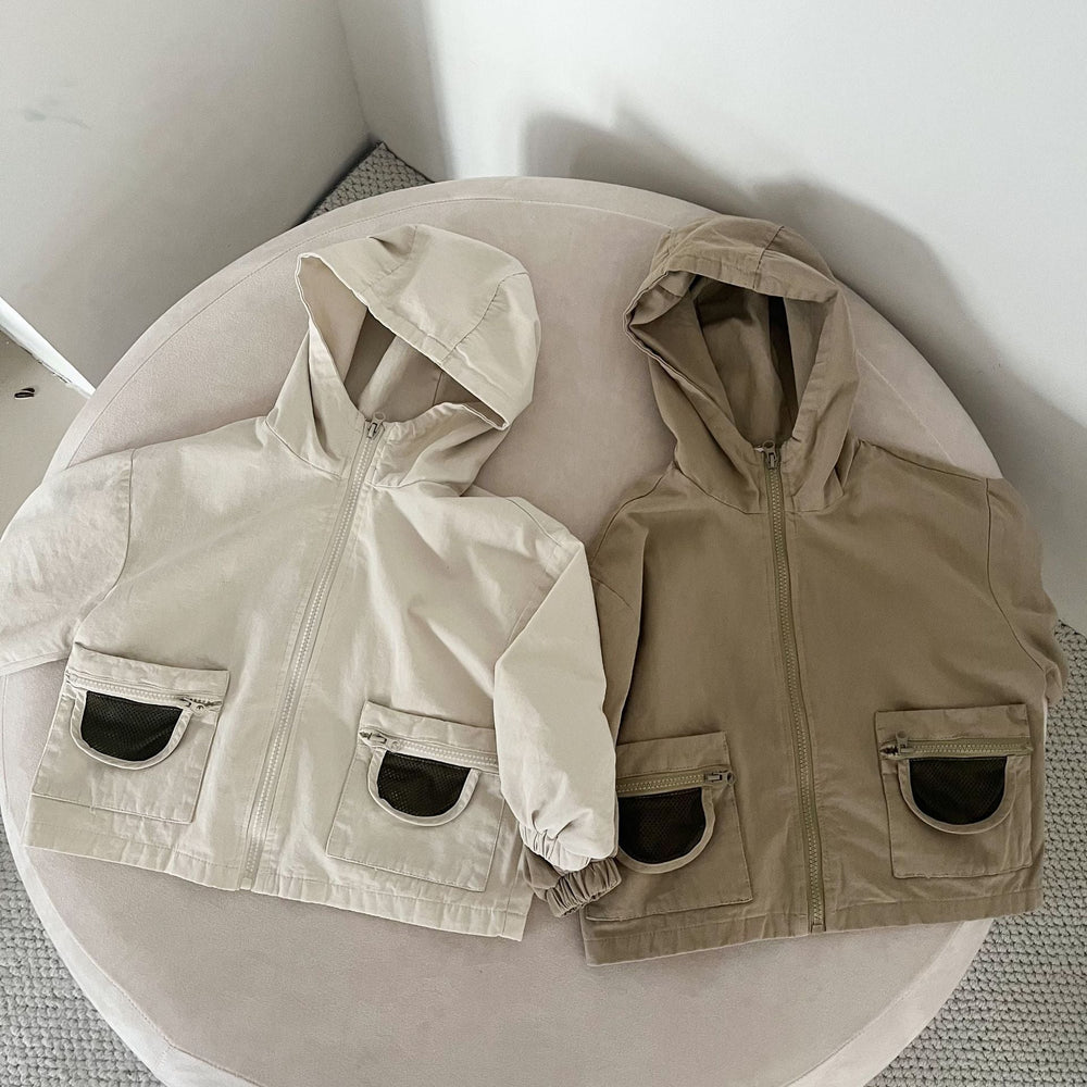Jacka med huva – AdventurePals Unisex, Beige/Brun, Bomull, Storlek 0–8 år