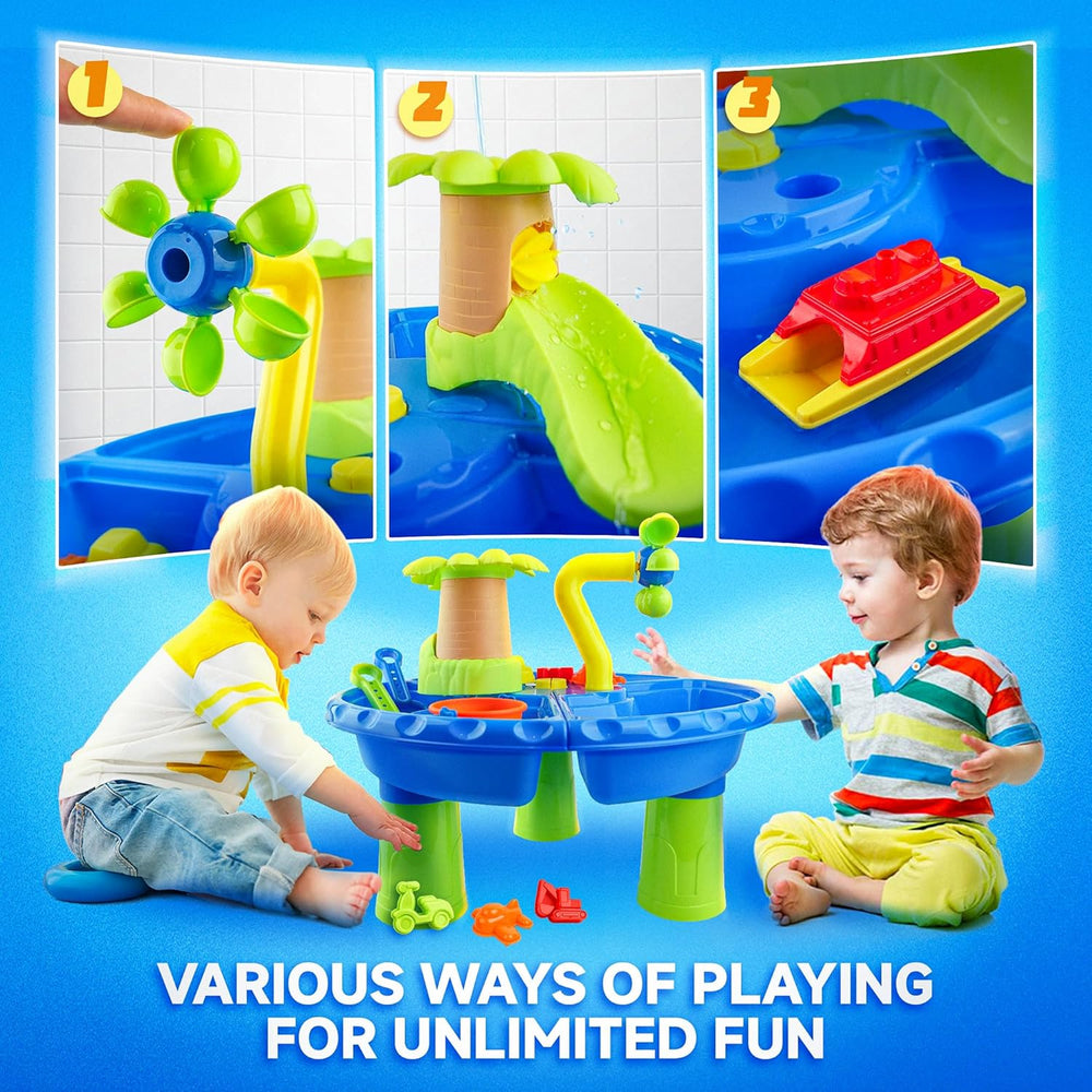 AquaPlayland 3-i-1 Sand- och Vattensbord för Barn | Lekbord med Tillbehör (2–6 År)