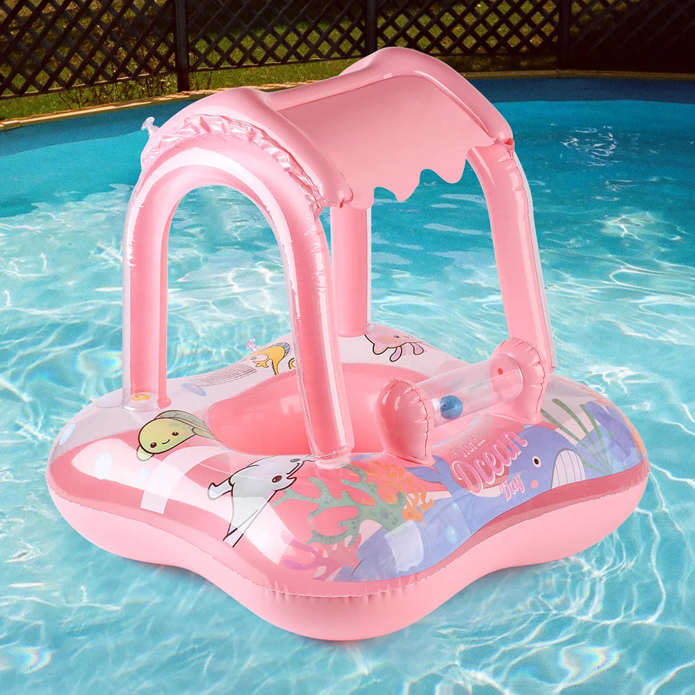 Baby Simring med Baldakin – Uppblåsbar Float med Soltak