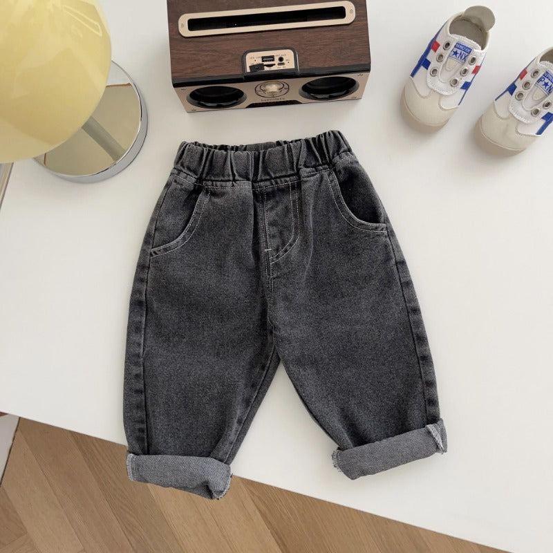 Jeans med Avslappnad Passform – Unisex, Blå/Svart/Aprikos, Bomull, Denim, 0–5 år