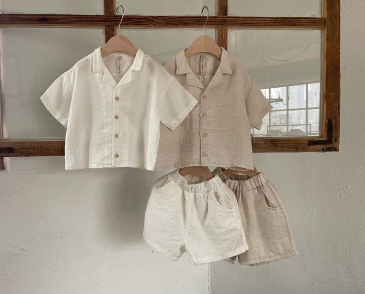 Sommar Babyset 0–3 år – Andningsbar Linneskjorta och Shorts – Stilfull & Bekväm för Små Barn