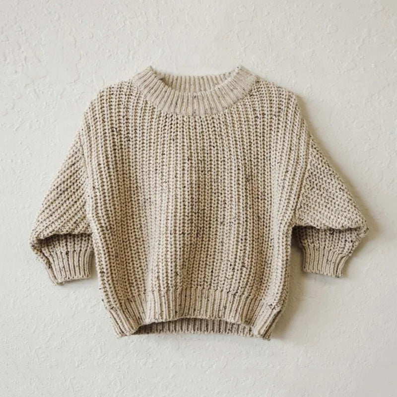 Stickad Tröja – Baki Unisex, Beige/Offwhite, Bomull, Storlek 0–4 år