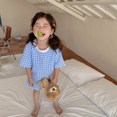 SunnyPixie Rutig Sommarset för Bebis och Barn – T-shirt & Shorts | Bomull | Storlek 0–6 år
