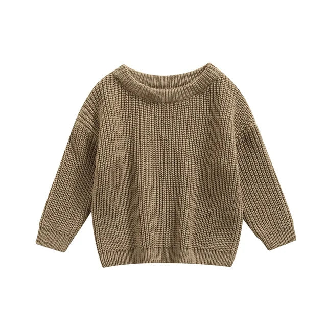 Stickad Tröja – Amba Unisex, Vit/Svart/Blå/Rosa/Grön/Grå/Brun, Bomull, Storlek 0–6 år