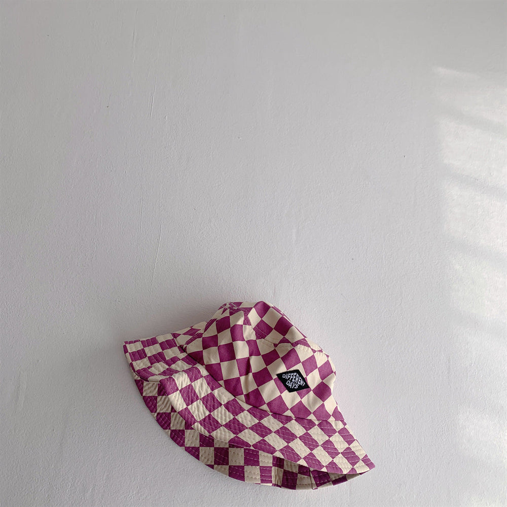 BrightBlox Barn-Bucket Hat 2–6 år – Solhatt i Bomull | Rutig | Andas & Vikbar