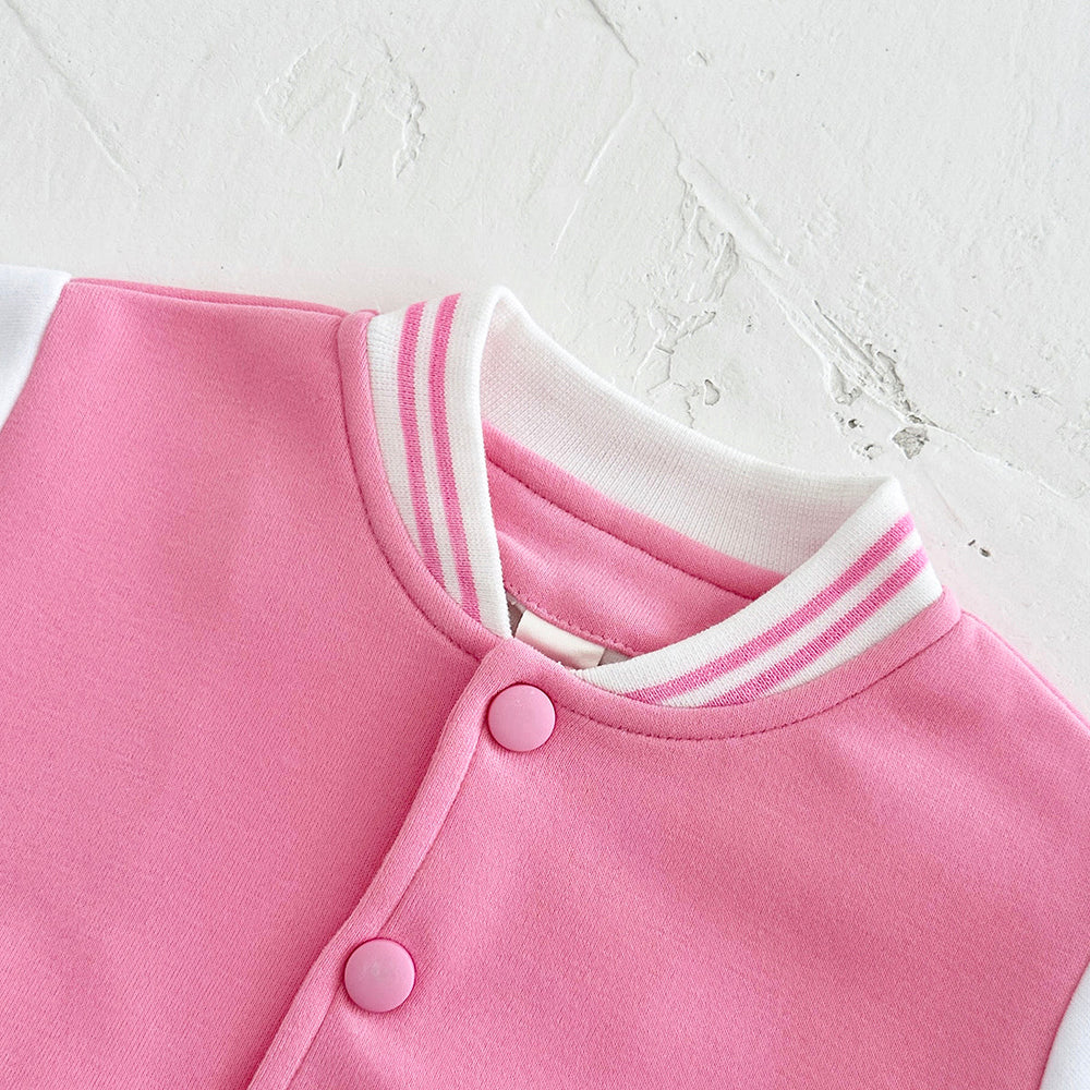 Baseballjacka – Asmara Unisex, Blå/Rosa, Bomull, Storlek 0–3 år