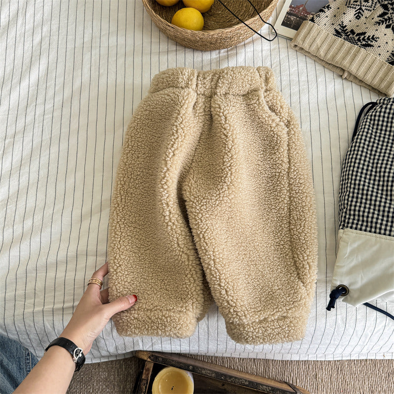 Teddyjoggingbyxa – Snuggle Unisex, Brun/Grå/Blå, Bomull, Storlek 0–6 år