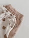 CozyCub Babyset i Ribbat Tyg – Unisex Sommaroutfit med Björntryck | Beige & Brun | 0–3 år