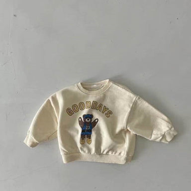 Tröja med björntryck – GoodDays Unisex, Blå/Orange/Vit, Bomull, Storlek 0–2 år