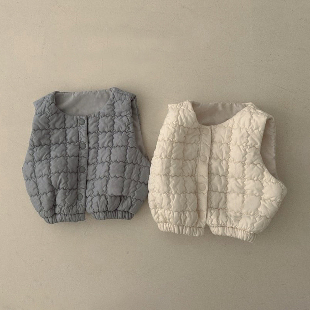 Vadderad Väst | CloudNest Unisex, Grå/Beige, Bomull, 0–3 år