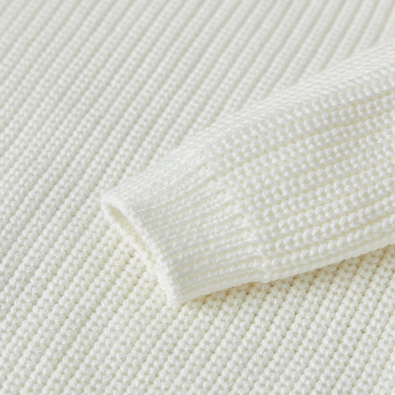 Stickad Tröja – Amba Unisex, Vit/Svart/Blå/Rosa/Grön/Grå/Brun, Bomull, Storlek 0–6 år