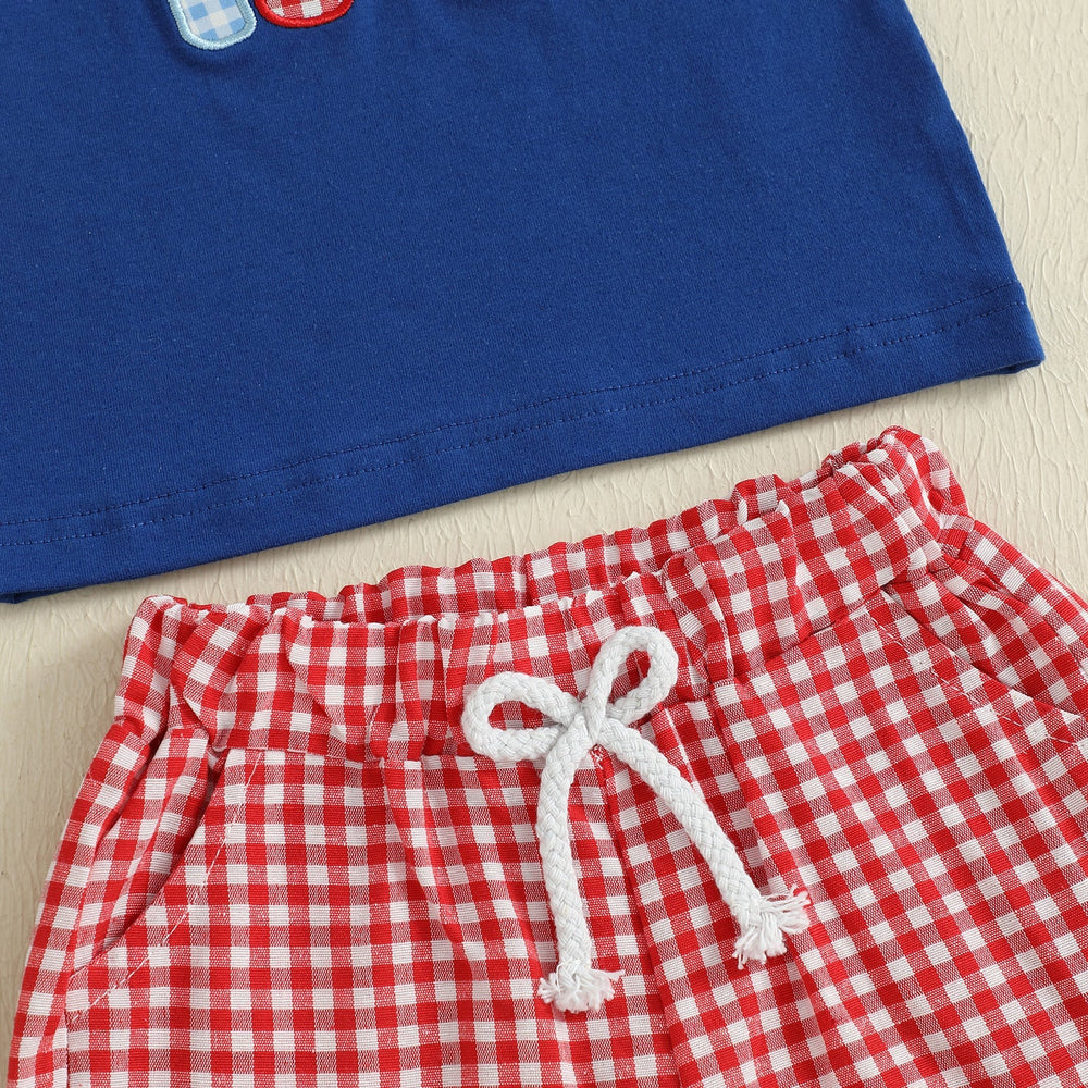 Baseball Stripe Sommarsätt för Baby & Småbarn | Stickad T-shirt & Shorts | Knit Bomull | 0–3 år | Sportig Look för Pojkar