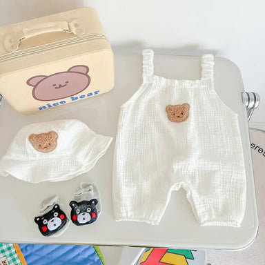 Baby Bear Set – Andningsbart Sommarset med Romper och Solhatt för Bebisar 3–24 månader