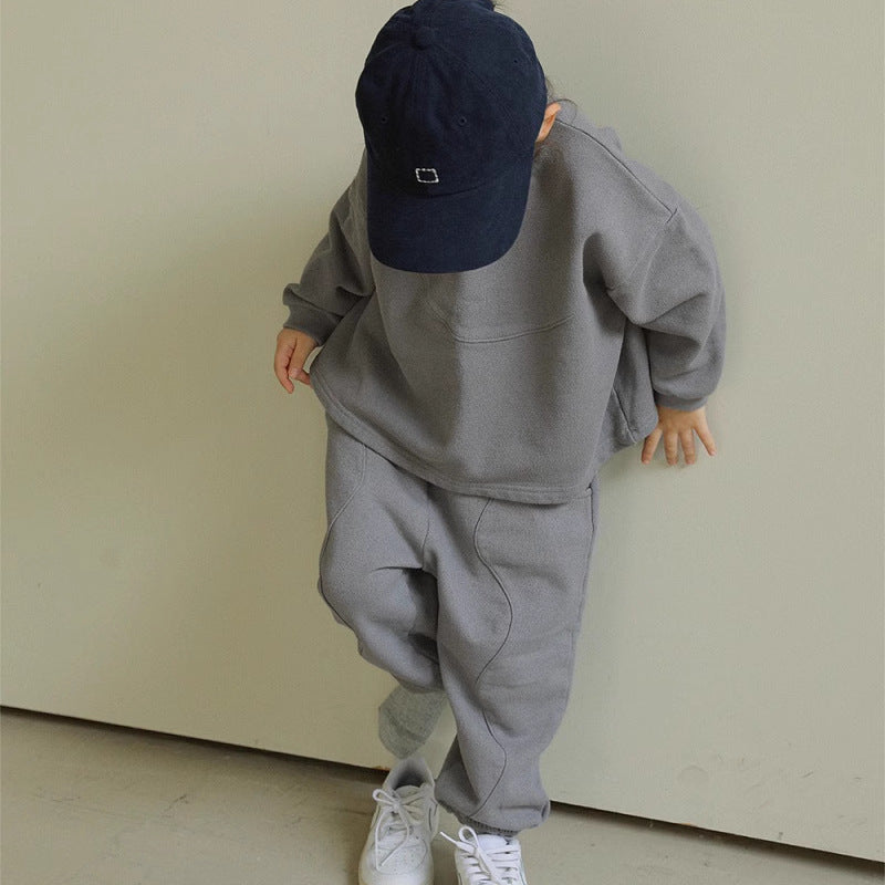 Träningsdräkt – UrbanComfy Unisex, Grå/Beige, Bomull, Storlek 0–6 år