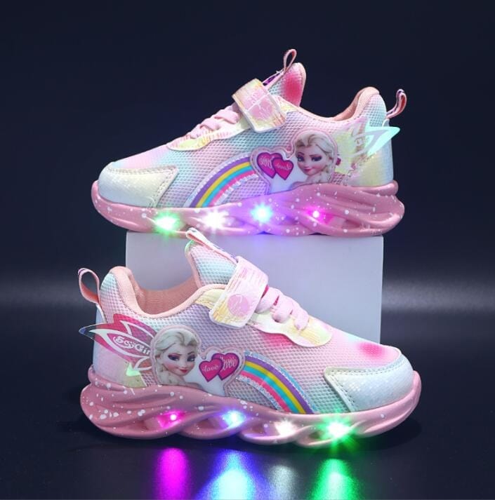 Rainbow Glitter LED Barnsneakers – Lysande Sula | Stl. 22-35