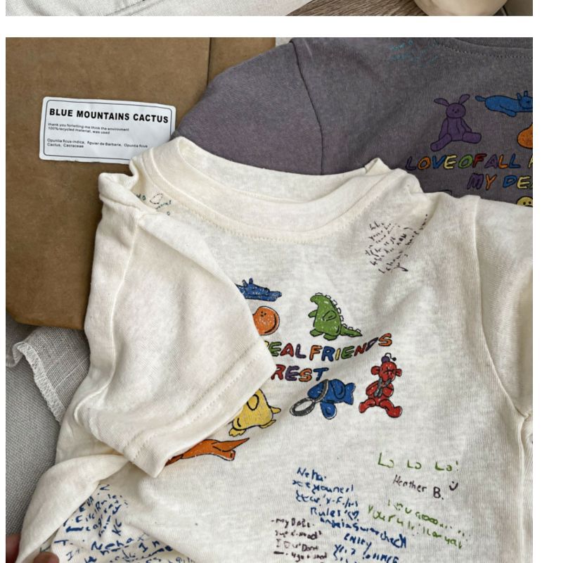 T-shirt – BestieVibes Unisex, Vit/Grå, Bomull, Storlek 0–6 år