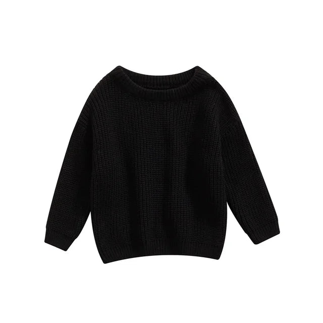Stickad Tröja – Amba Unisex, Vit/Svart/Blå/Rosa/Grön/Grå/Brun, Bomull, Storlek 0–6 år