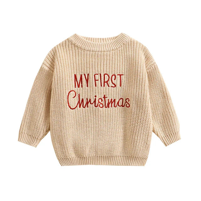 Jultröja – Min Första Jul Unisex, Grön/Röd/Khaki/Vit, Bomull, Storlek 0–2 år