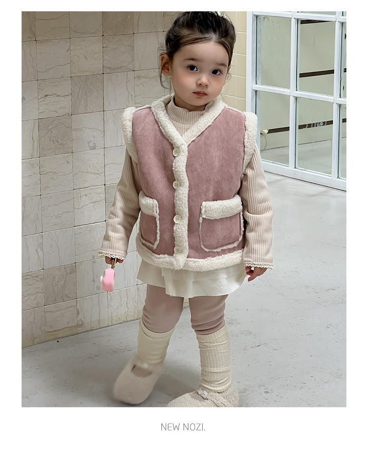 Teddyväst – CuddleChic Flickor, Rosa, Bomull, Storlek 0–3 år