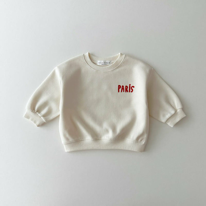 Sweatshirt med Tryck – Paris L’Amour Unisex, Grå/Vit, Bomull, Storlek 0–6 år